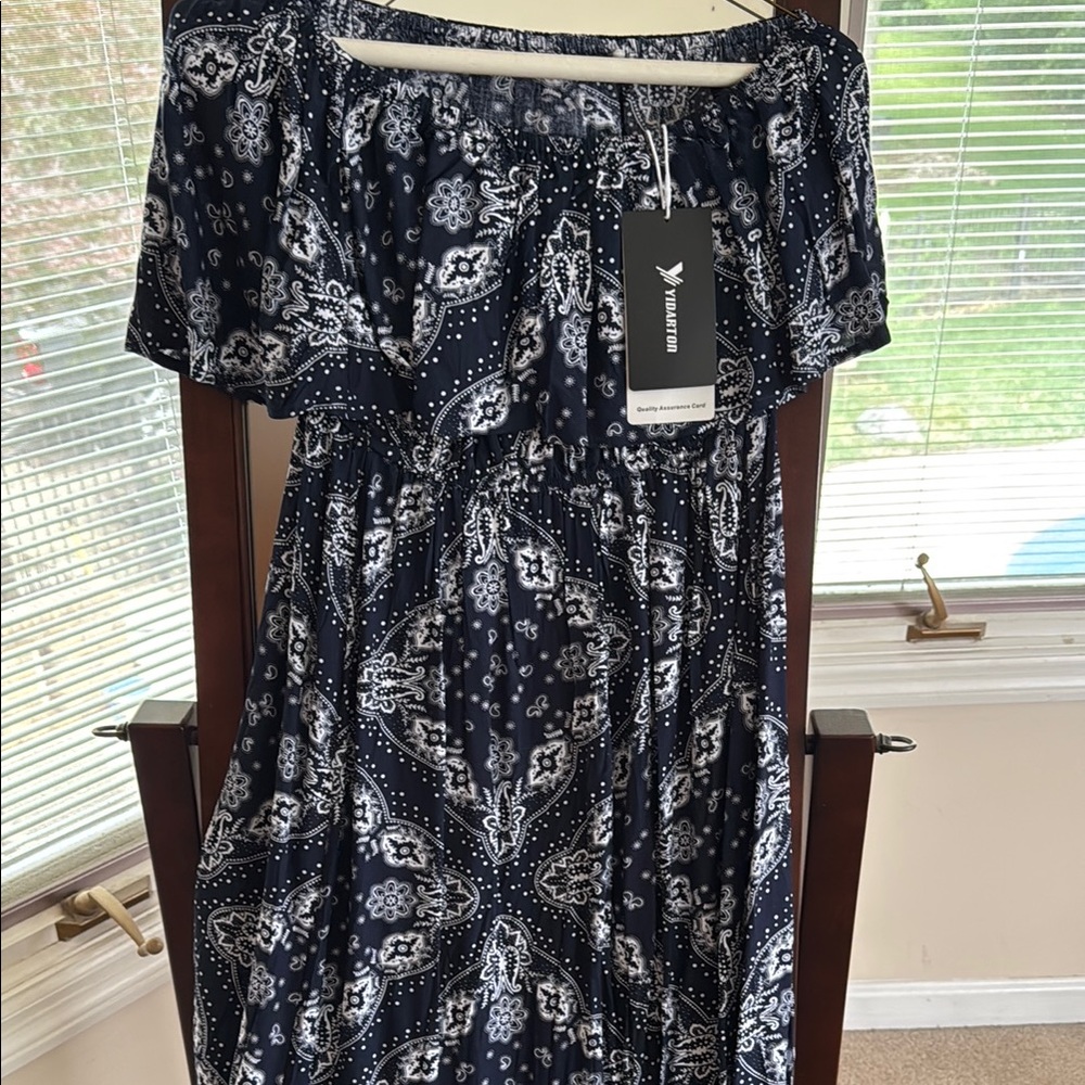 Women's Blue and White Dress